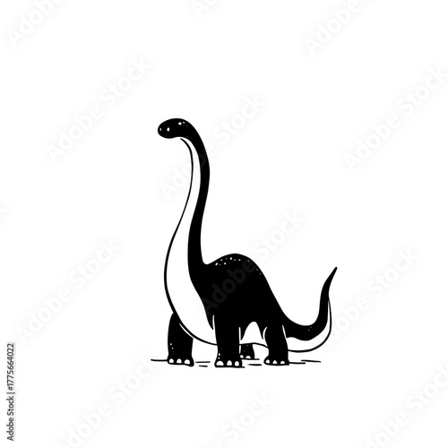 Apatosaurus. Apatosaurus simple black and white line art vector logo