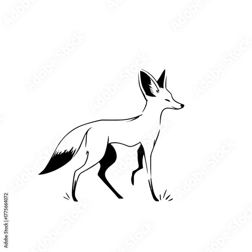 Jackal. Jackal simple black and white line art vector logo