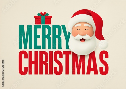 Merry Christmas typography with Santa