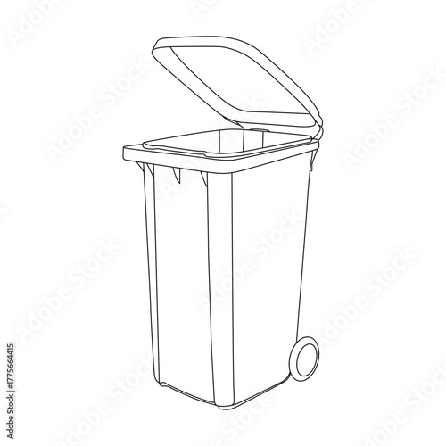 Dustbin line art vector design. Dustbin outline illustration design.
