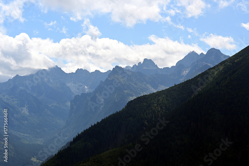 Gesia Szyja. Tatra Mountains. Tatra National Park. Beautiful panorama landscape and mountains peaks seen from Gesia Szyja. Zakopane, Poland
