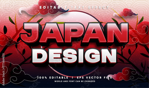 japan design 3d vector text effect with modern style