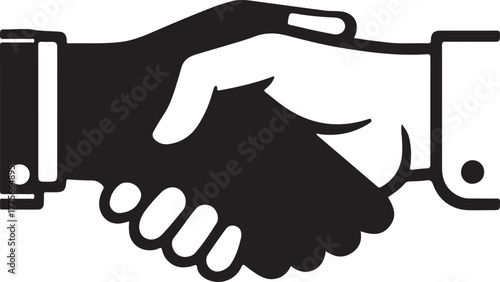 Black and white hand shake, hand shake icon image