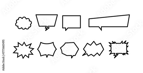 Simple speech bubble illustrations in single line style Editable open paths (Text translation_“Speech bubble”)