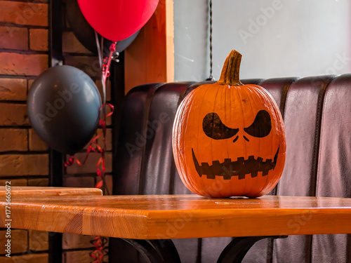 Halloween pumpkin on the table