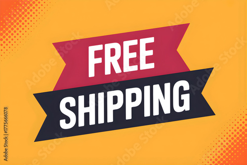 Free shipping promotion banner on yellow background