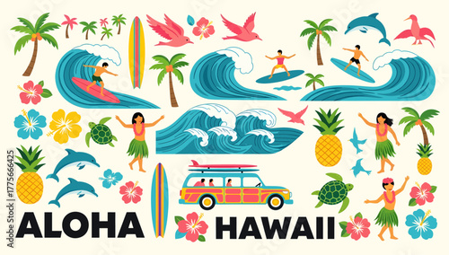 Hawaii vacation with surfing and hula