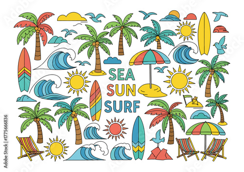 Summer beach elements