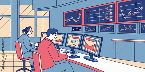 Stock market analysis trading data finance investment charts graphs business office financial analysis team work