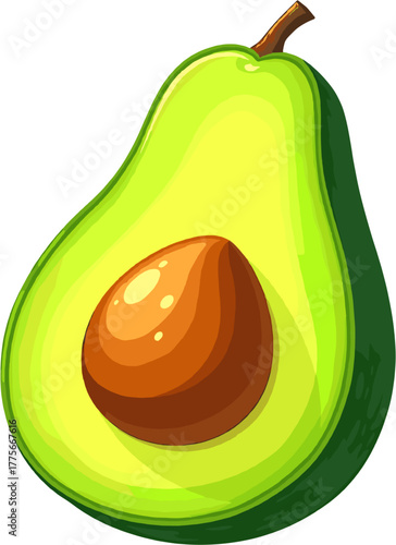 Fresh ripe avocado half with smooth green flesh and seed, symbolizing healthy nutrition, natural superfood and clean eating lifestyle