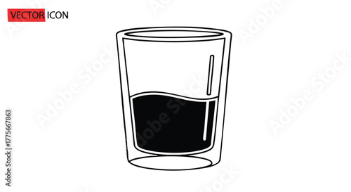Half full glass outline icon vector