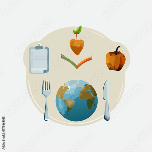 Vector eco-food icon set with vegan and organic lifestyle symbols including leaves, fruits, vegetables, and eco bags in flat minimalist design on transparent background.