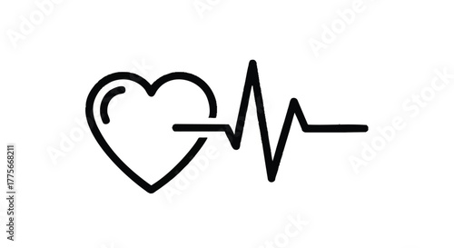 Heart with pulse line outline icon vector
