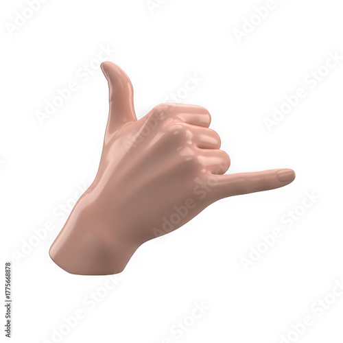 3d hand gesture shaka sign isolated on transparent background