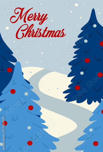 Vector illustration in trendy flat simple style. Merry Christmas and Happy New Year greeting card and banner
