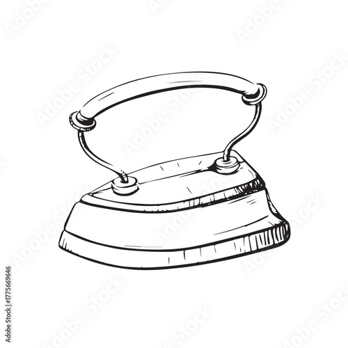 Iron Silhouette — Black Minimal Vector of Electric Iron for Laundry, Clothing, and Household Design