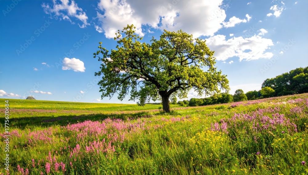 Fototapeta premium spring landscape, the oak branch of nature
