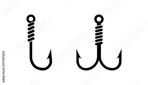 Fishing hook Logo icon royalty free silhouette vector graphic