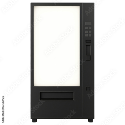 Black Vending Machine Model Mockup Isolated on Transparent Background