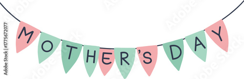 Festive Mother's Day Bunting Banner with "Mother's Day" Text for Celebrations