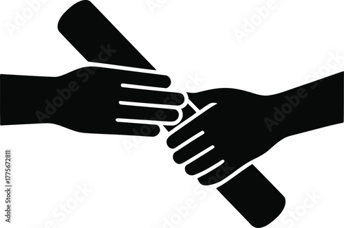  Relay Race Baton Handover Black Silhouette Icon