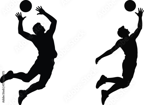Basketball Player Jumping Black Silhouette Vector