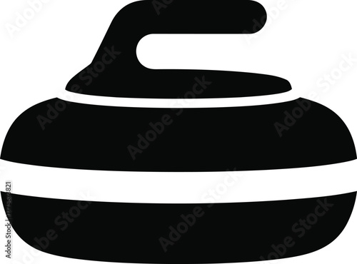 Curling Stone Black and White Icon Vector Illustration