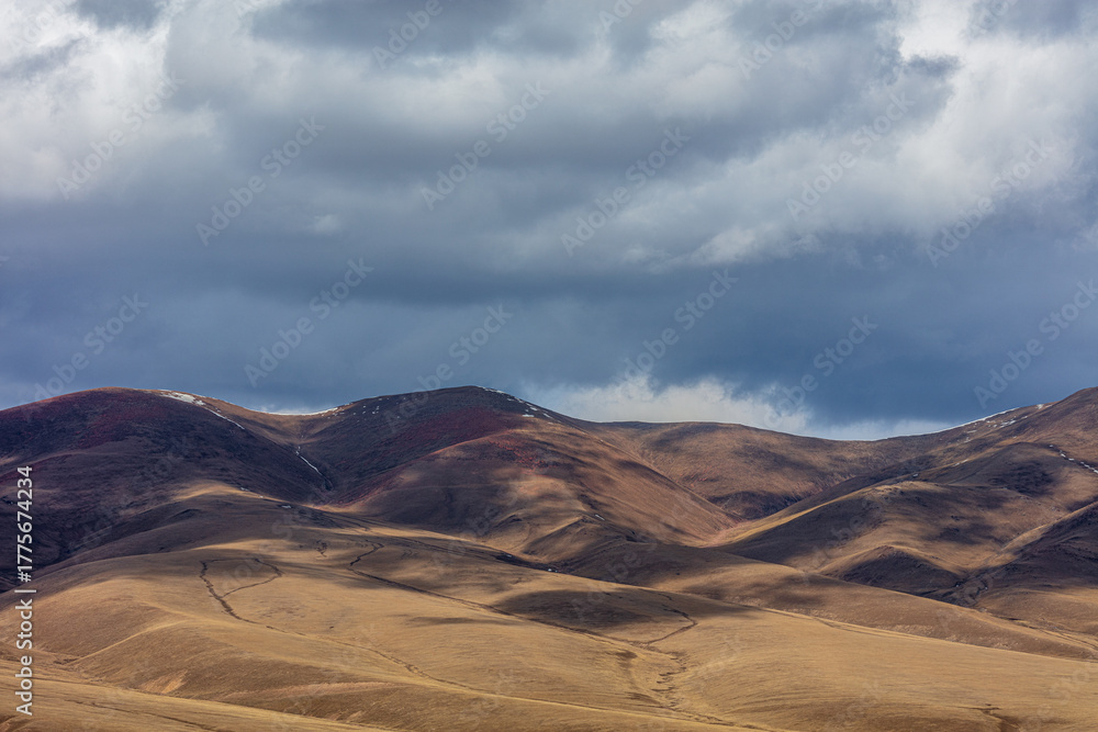 Fototapeta premium Kazachstan landcsapes, mointain, trees, clubc, snow, pine, 