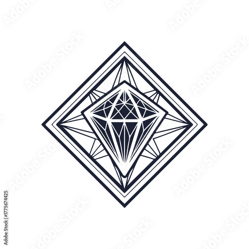 Diamond geometry symbol logo vector on white background