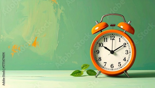 Two Orange Alarm Clocks Showing Different Times Symbolizing Time Contrast and Editorial Styling for Daily Rhythm