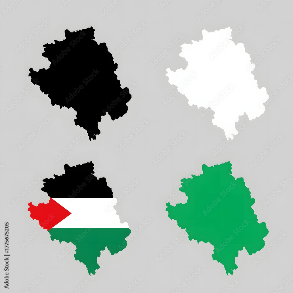 Fototapeta premium map of palestine with flag