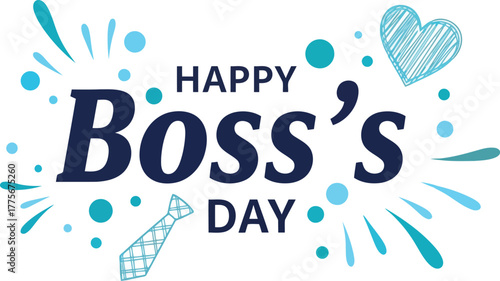 Happy boss's day celebration graphic with heart and tie icon