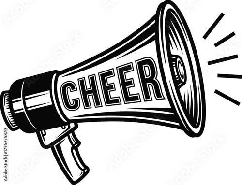 Loudspeaker with the word 'cheer' amplifies message and excitement