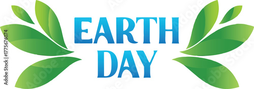 Earth day celebration with green leaves design