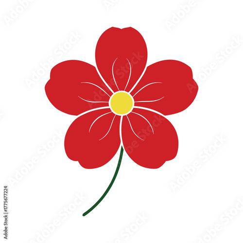 Violet Bloom With Five Petals Botanical Vector Art