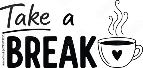 Take a break with a warm cup of coffee illustration