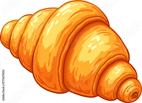 Golden buttery croissant with flaky layers, delicious fresh pastry symbolizing breakfast comfort, bakery aroma and simple morning pleasure