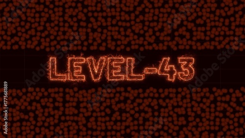 Dynamic Text Level-43 Animation with CC Ball Action Effect on Black Background — Futuristic 4k Motion Graphic