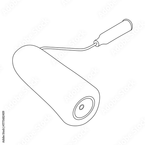 Paint Roller line art vector design. Paint Roller outline illustration design.