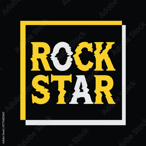 Rock Star Retro Typography tshirt Design, Bold Groovy Lettering in Vintage Style, Creative Music T-shirt Text Illustration	