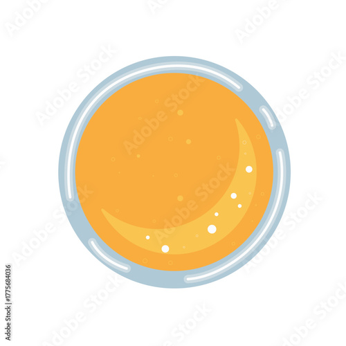 Fresh orange juice top view. Vector illustration of fresh healthy drink. A glass of fresh orange juice. Drink, cocktail, alcohol in the glass