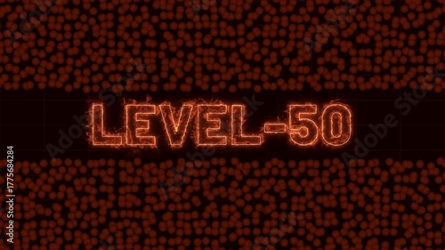 Dynamic Text Level-50 Animation with CC Ball Action Effect on Black Background — Futuristic 4k Motion Graphic