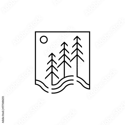 modern pine tree logo design vector with line style