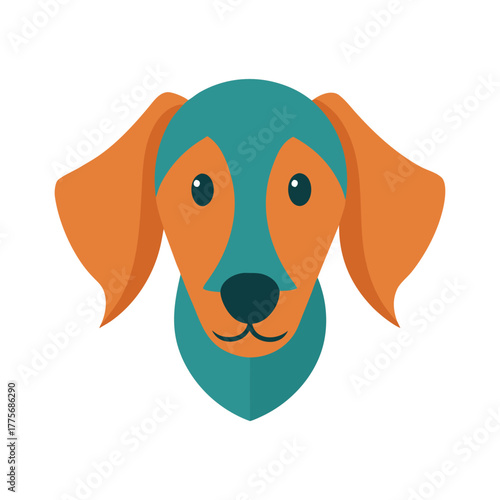 flat color dog head logo simple friendly style