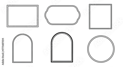 A collection of simple black frames in various geometric shapes