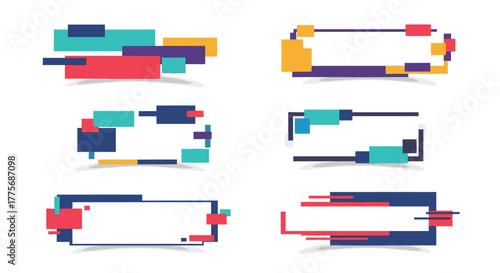 Colorful abstract geometric shapes and frames collection for modern design projects