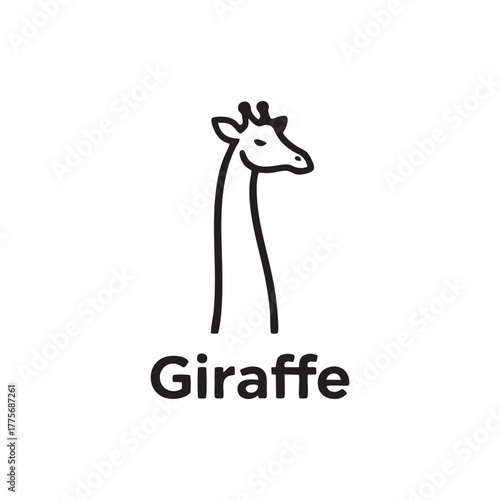 Giraffe Logo Vector: Minimalist Long Neck Icon for Height, Vision, and Safari Travel