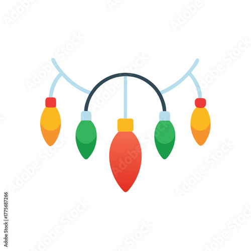 flat color Christmas lights icon logo simple