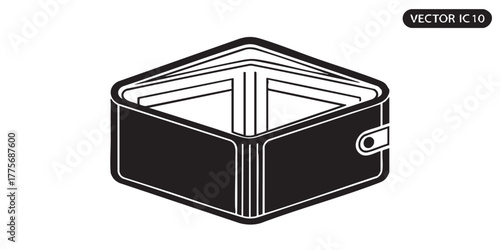 Open bifold wallet icon vector