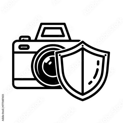 Ensuring robust camera security and photography protection, this icon symbolizes safeguarding digital images, privacy, and valuable visual content from threats or unauthorized access